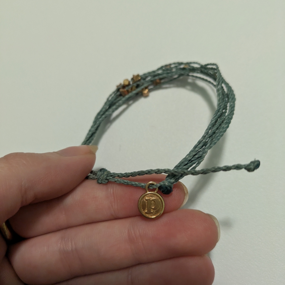 Pura Vida Teal and Gold Charm Bracelet
